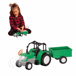 green tractor with trailer, toy trucks with trailers DRIVEN