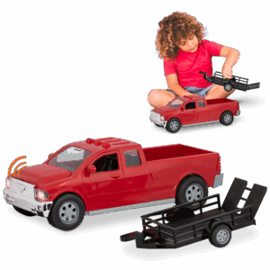 red pick up, toy trucks with trailer