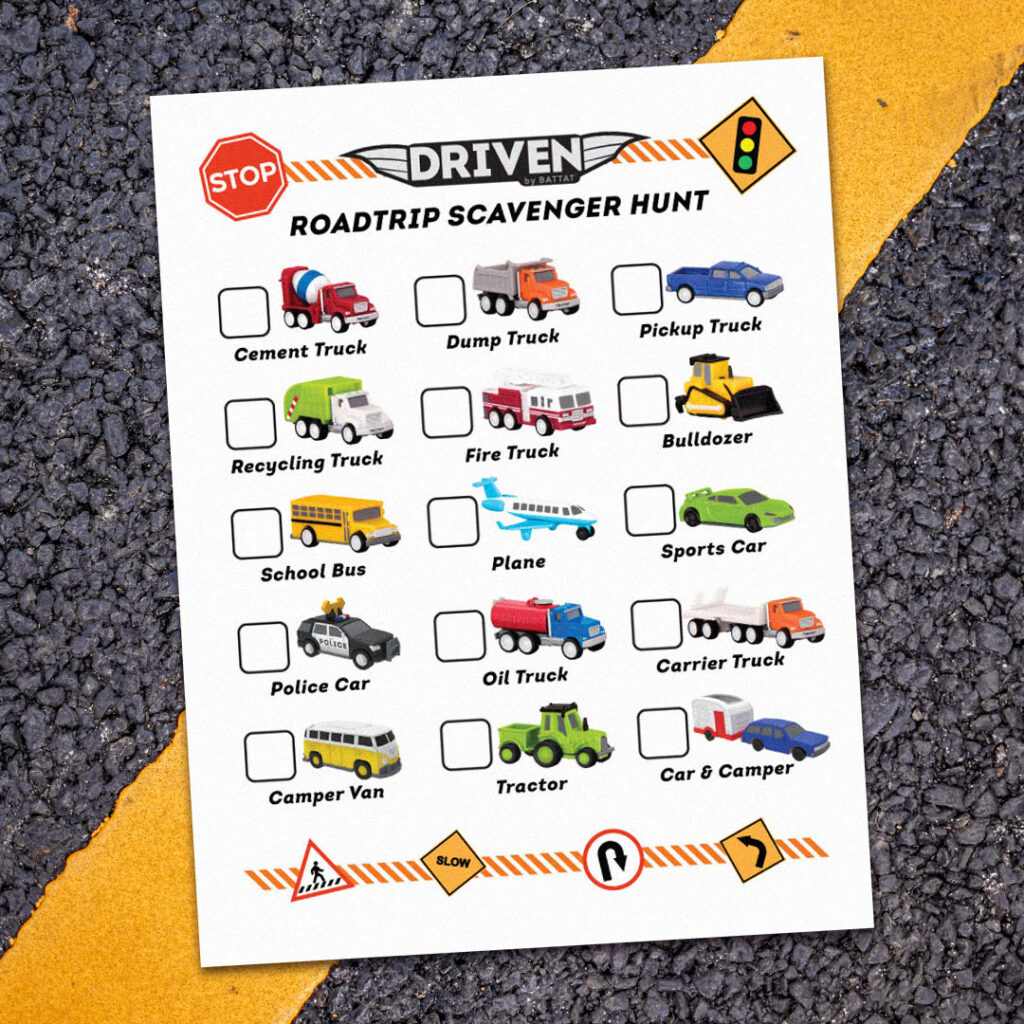 DRIVEN road trip games for kids scavenger hunt