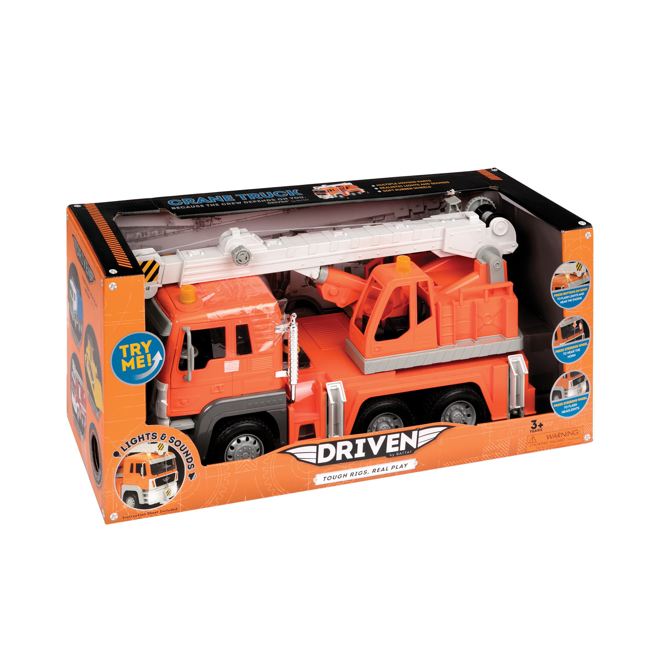 Battat- Jumbo Crane Truck Grue Géant – Grand Camion avec Bras et Panier –  Véhicules de Construction pour Enfants de 3 Ans et Plus, WH1101Z