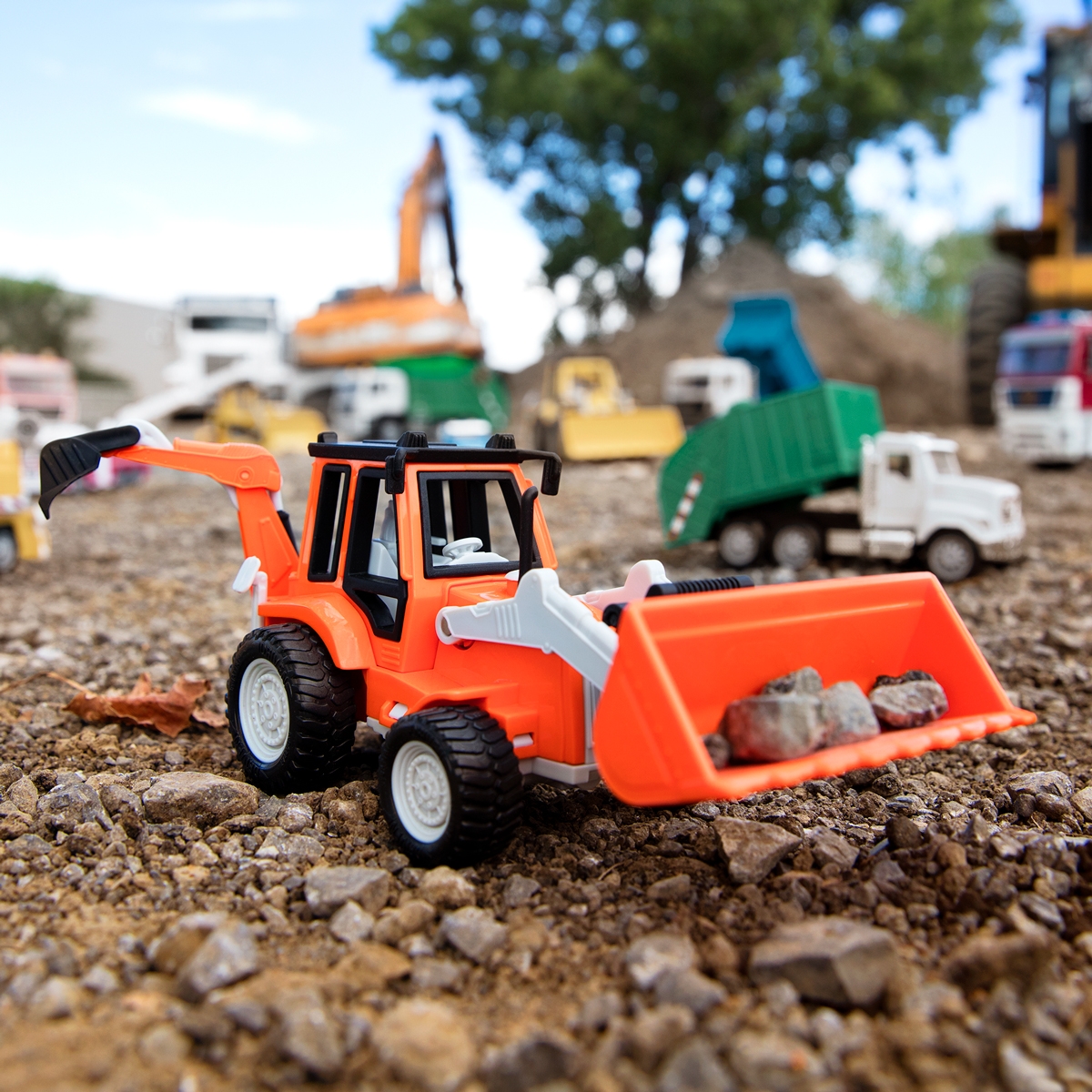 DRIVEN by Battat Backhoe Loader with Sound Effects and Movable Parts for Kids Aged 3+ Micro Backhoe Loader