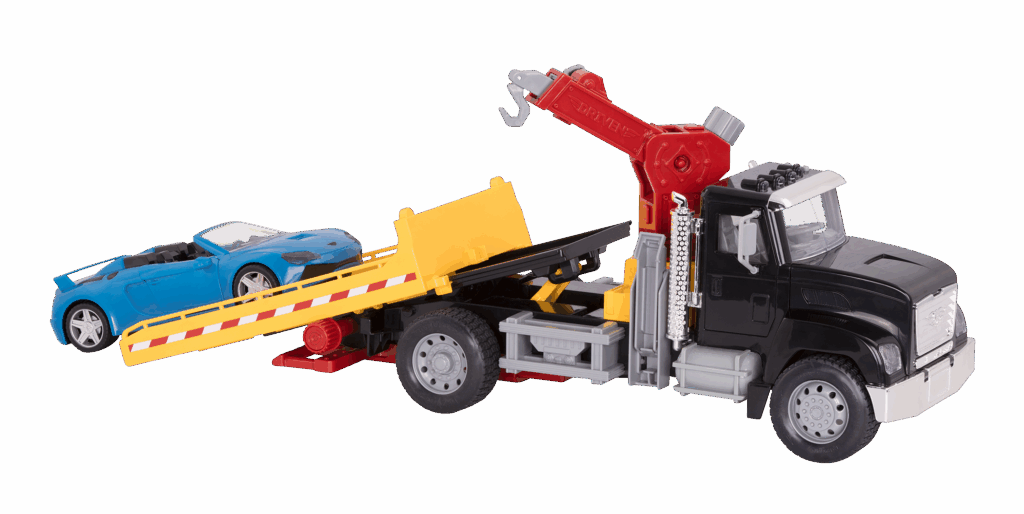 tow truck toy variations from DRIVEN, large tow truck with crane arm