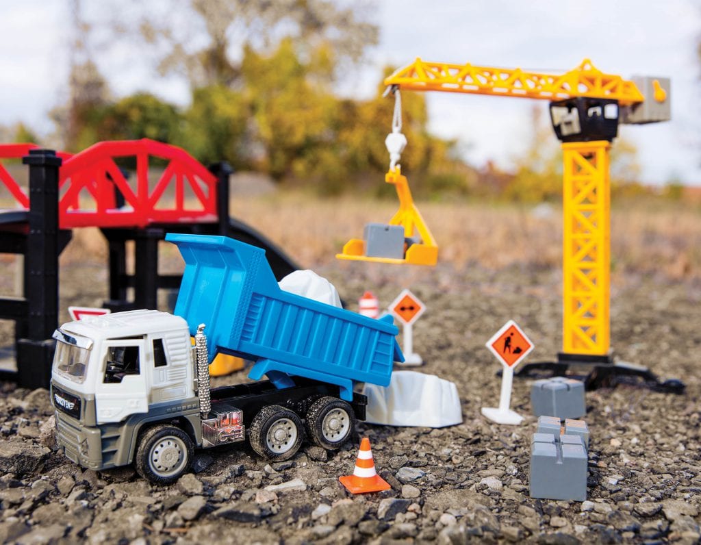 driven construction site crane playset