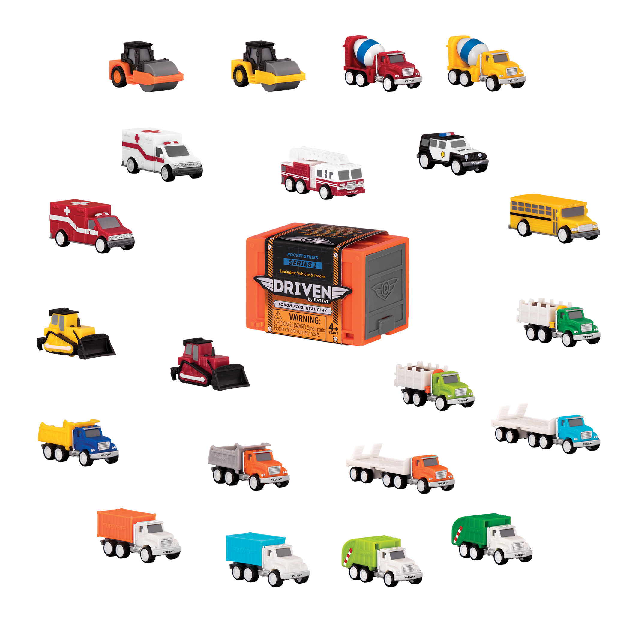 Driven Pocket ~ Series 3 ~ Battat ~ Mini Toy Vehicle ~ Orange Helicopter 