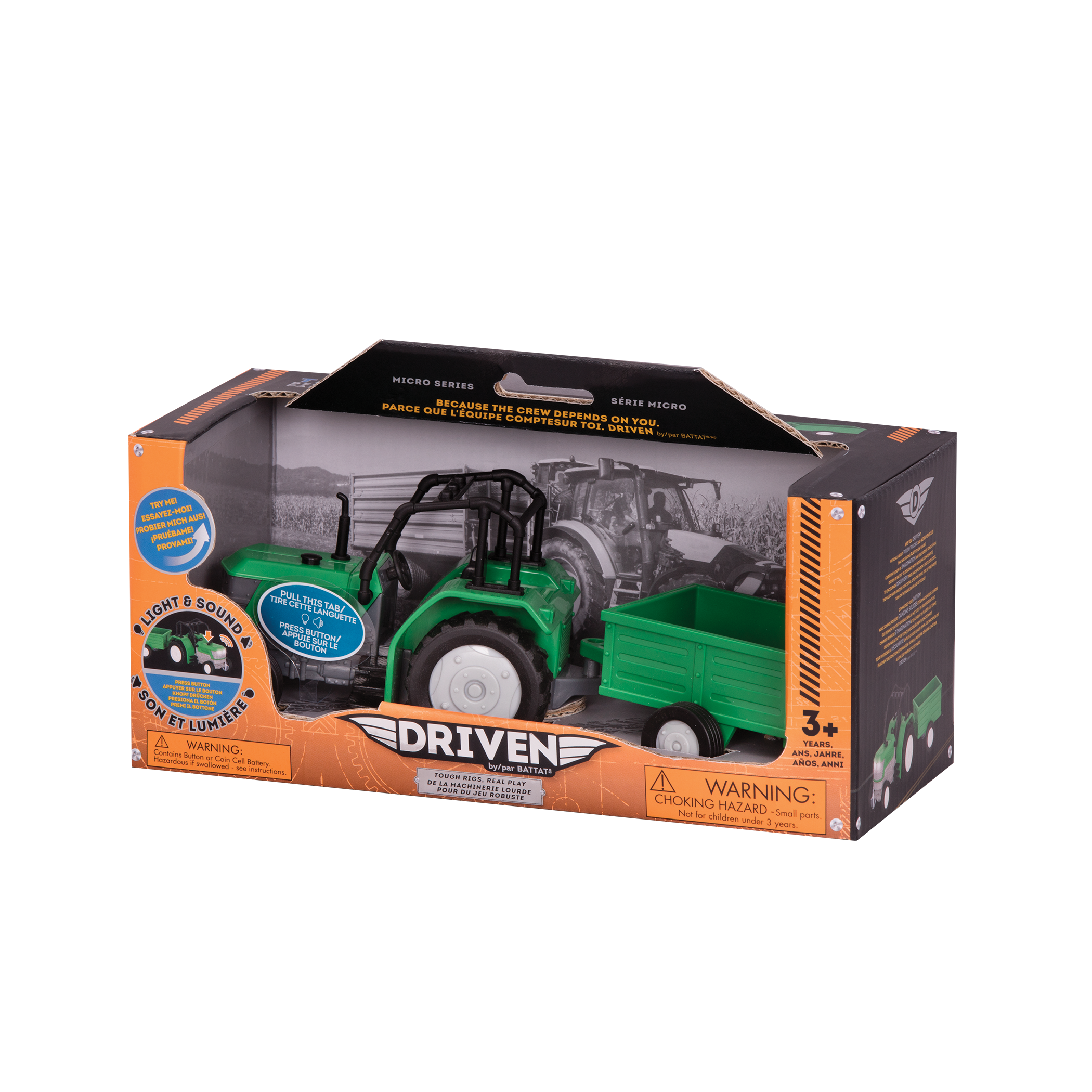 Driven Pocket ~ Series 2 ~ Battat ~ Mini Toy Vehicle ~ Green Crane Tractor 